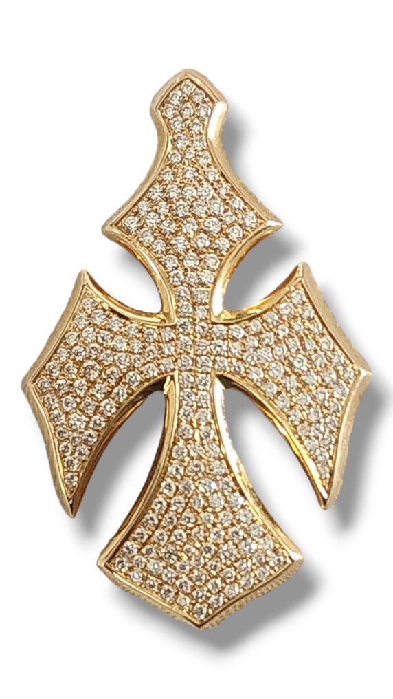 Pendentif en forme de croix - 18 carats Or jaune -  3.15ct. tw. Diamant #2.1