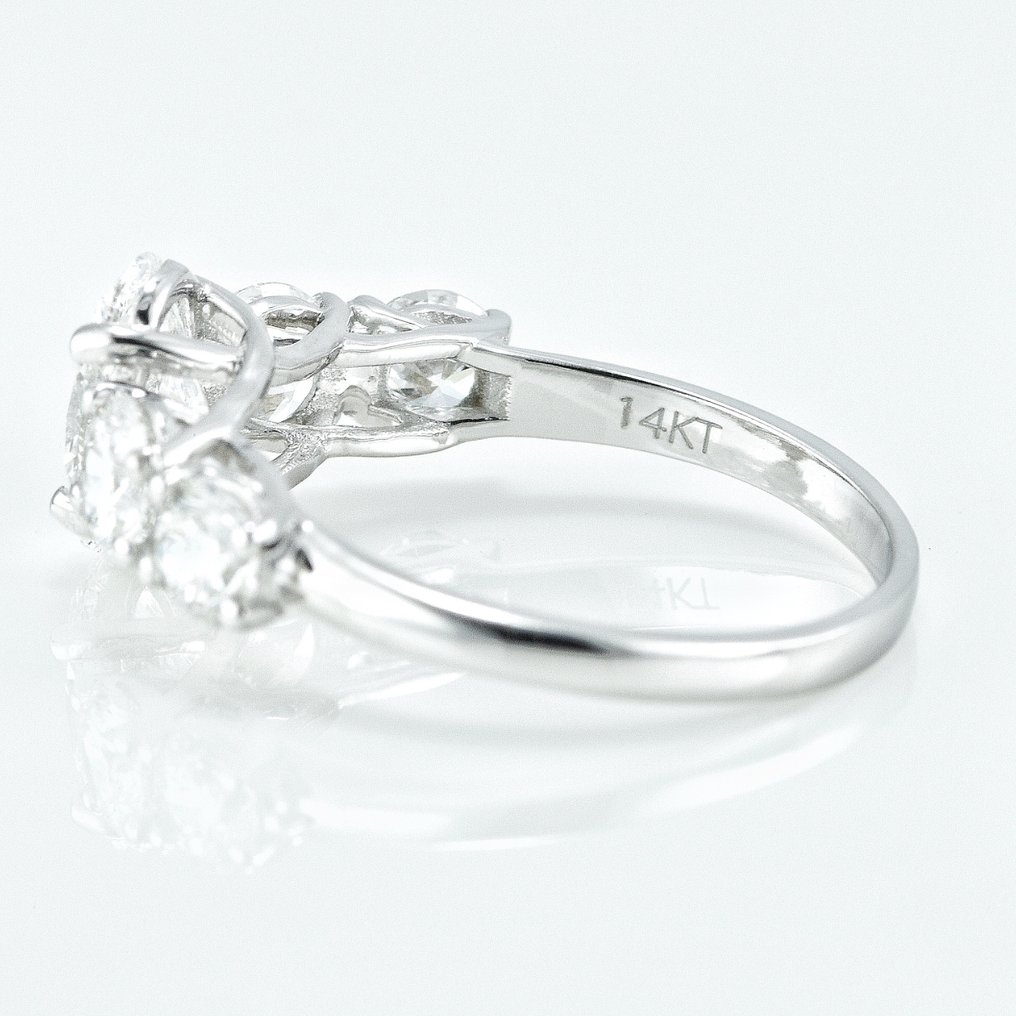 Ring - 14 karaat Witgoud -  2.78ct. tw. Diamant  (Lab-grown) - Diamant - Vijf stenen ring #2.1