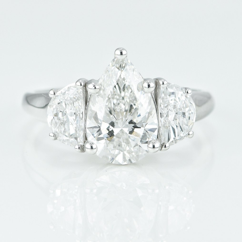 Anello - 14 carati Oro bianco -  2.95ct. tw. Diamante  (Coltivato in laboratorio) - Diamante - Anello con tre pietre #1.1