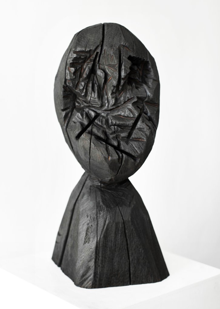 Ros Khavro - Sculptură, Pretending to be a human - Large, Unique, Signed - 70 cm - Lemn - 2023 #1.2