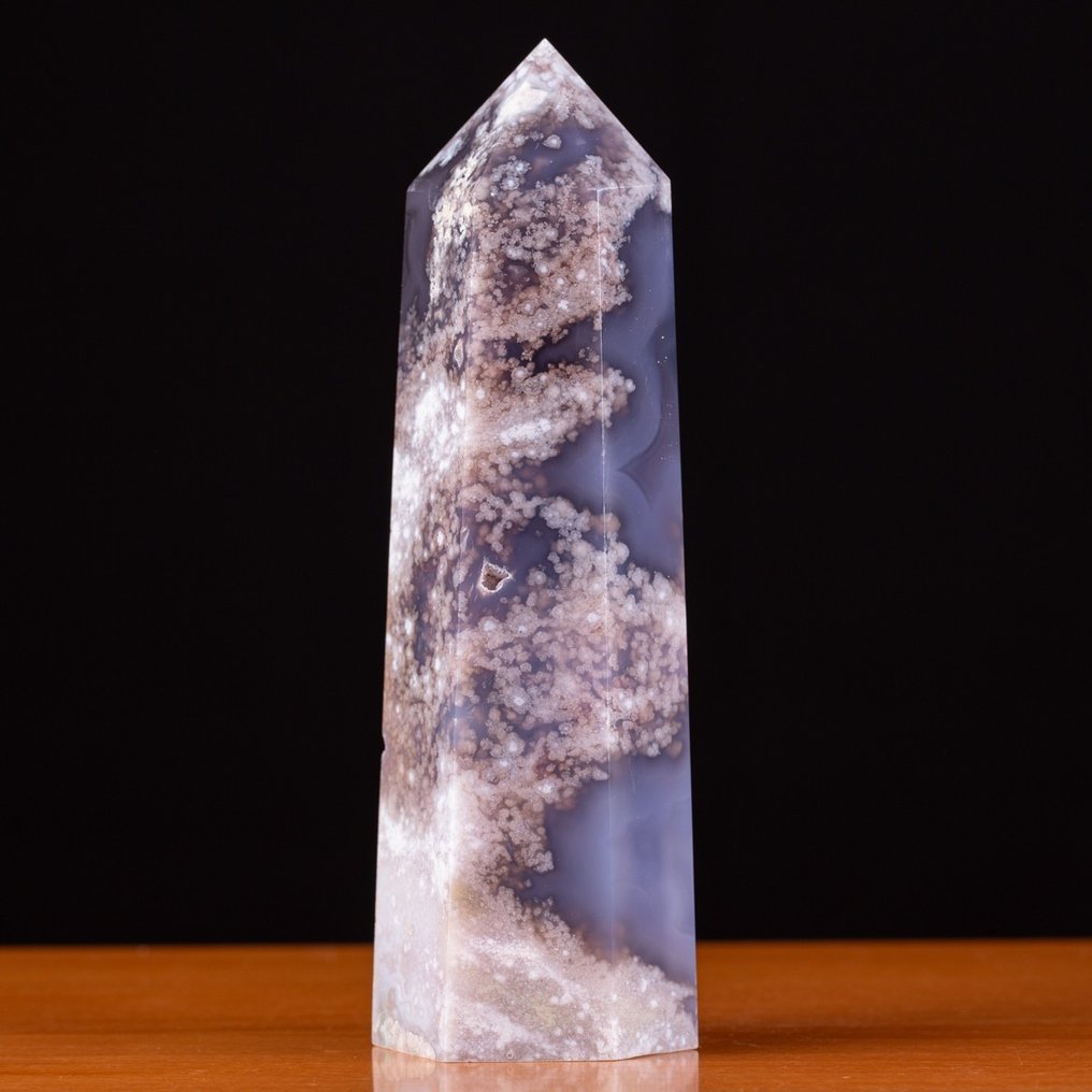 Torre Di Agata Fiorita Agata Sakura Cristale de cuarț albastru - Înălțime: 190 mm - Lățime: 60 mm- 905 g #2.1