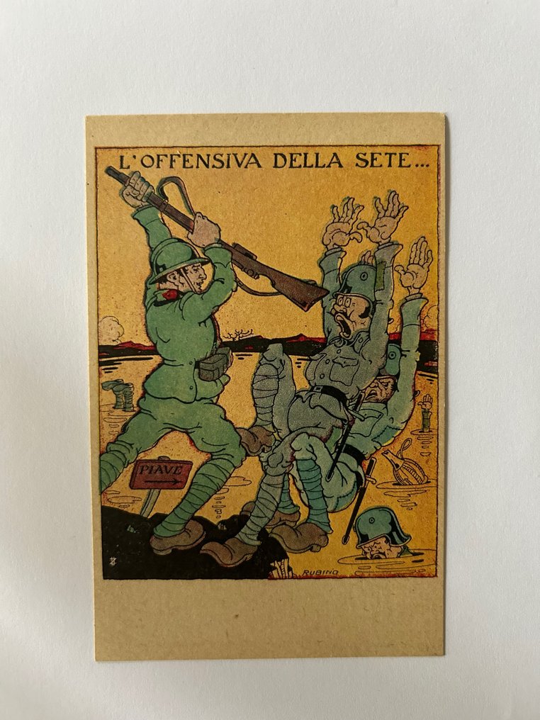 Italien - 1. verdenskrig, Militær, Guerra-tegninger til La Tradotta-udgaver - Postkortalbum (12) - 1919-1919 #2.1