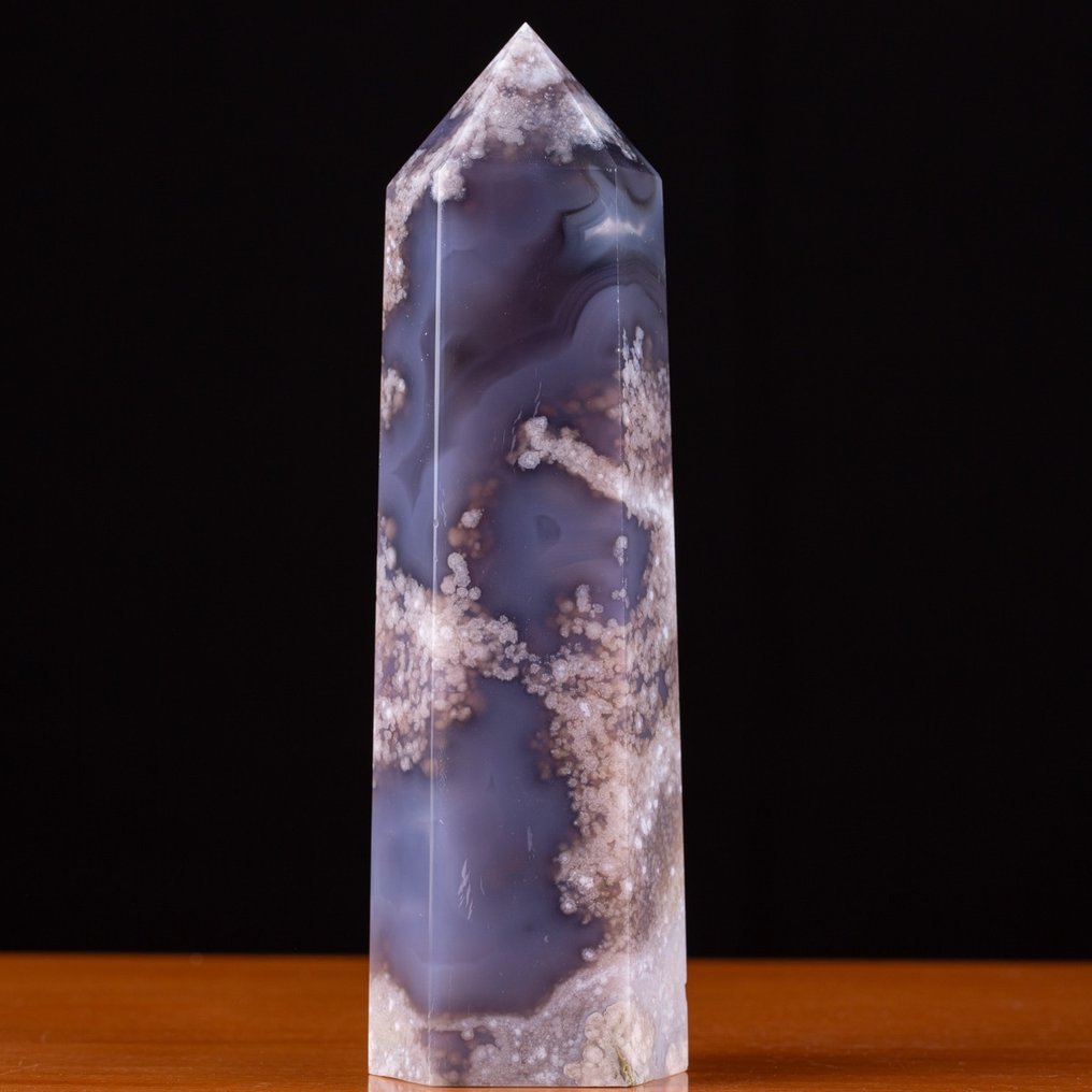 Torre Di Agata Fiorita Agata Sakura Cristale de cuarț albastru - Înălțime: 190 mm - Lățime: 60 mm- 905 g #1.0