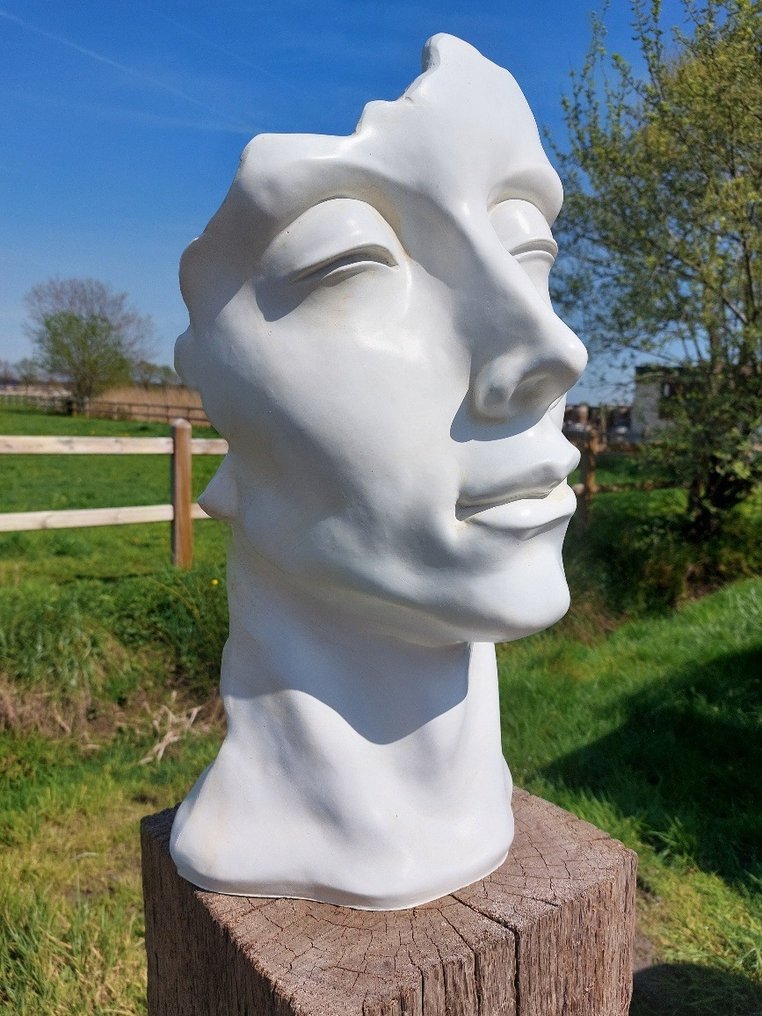 Άγαλμα, garden statue head in white color patina - 50 cm - polyresin #1.0