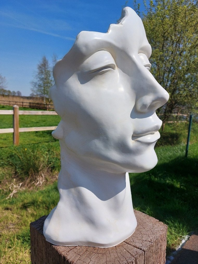 Άγαλμα, garden statue head in white color patina - 50 cm - polyresin #4.3