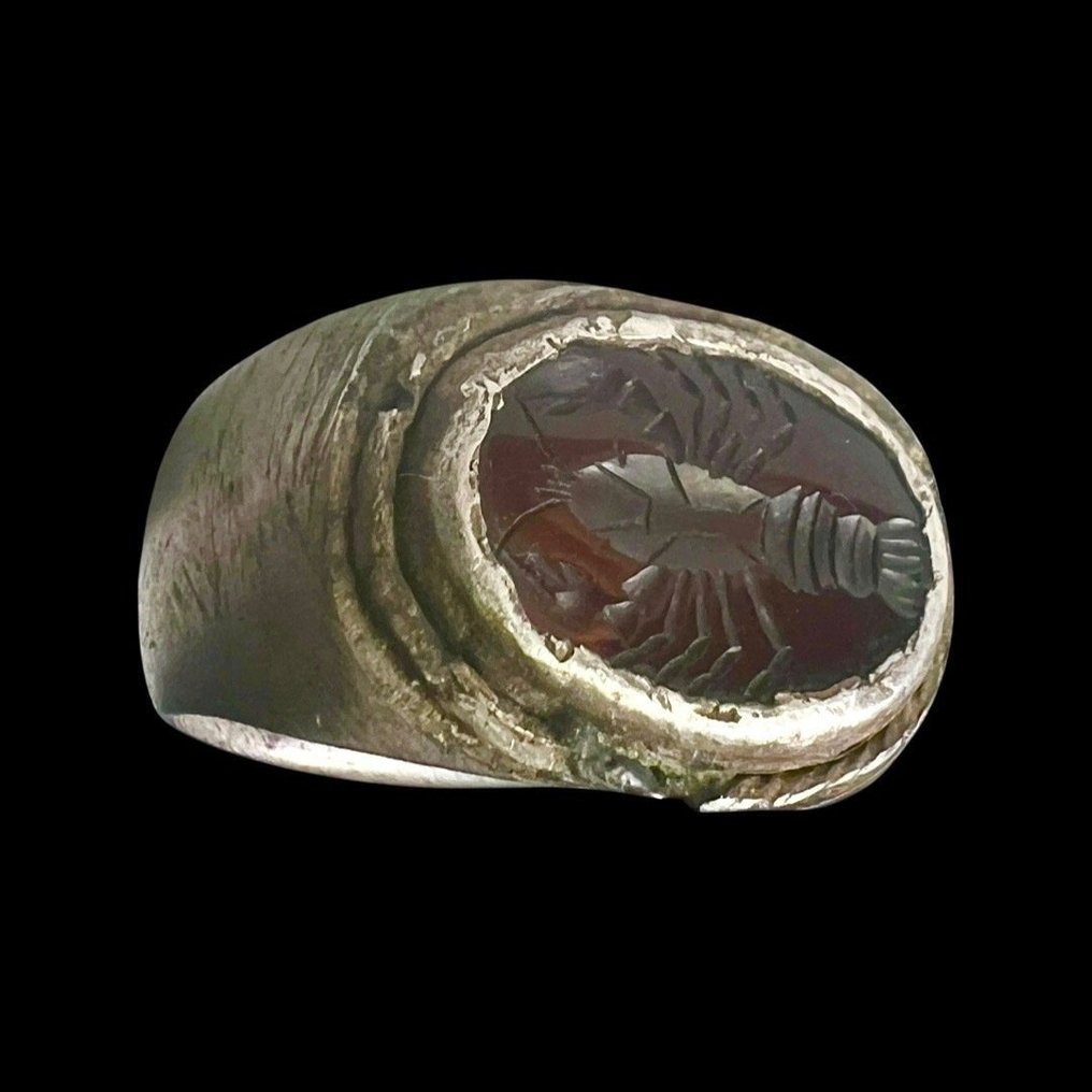 Ancient Roman, Empire Silver, Garnet Intaglio Ring | Rare Lobster - 20 ...