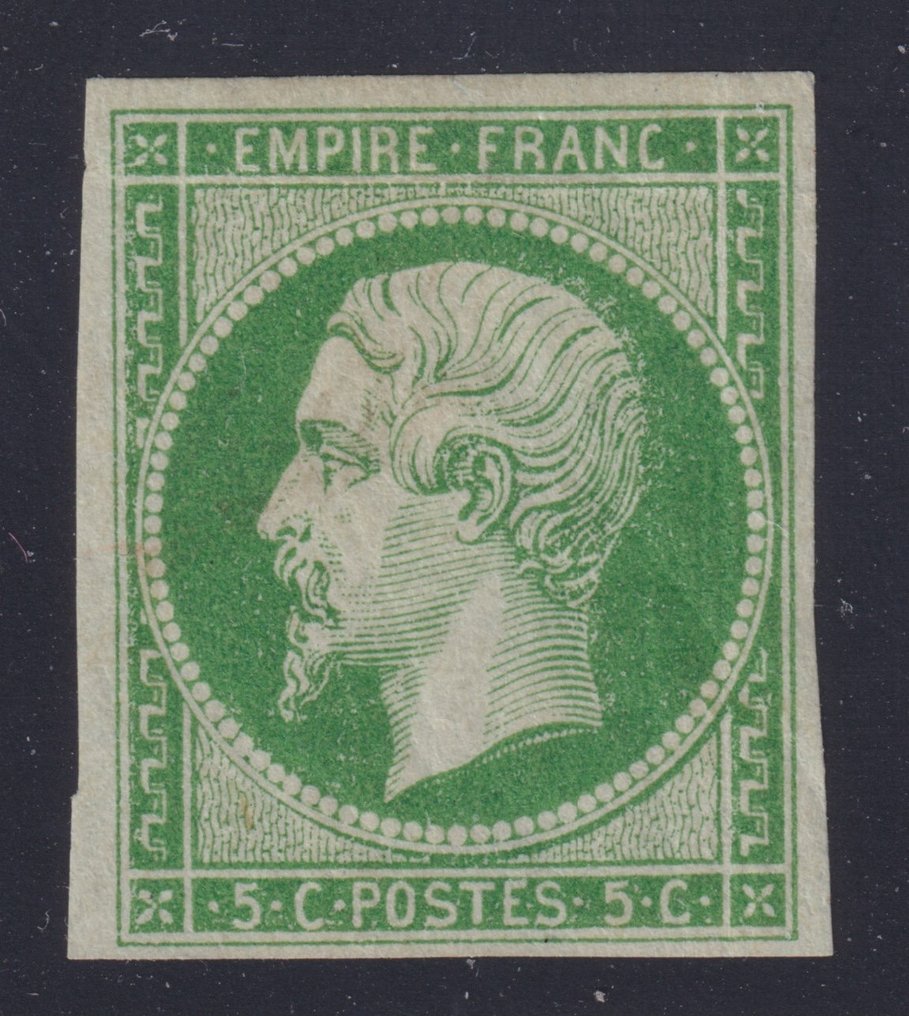 Frankrike 1854 - Ikke-sirrated Empire nr. 12, postfriske* signert Calves og Roumet. Fantastisk utseende. Se detaljer - Yvert #1.1