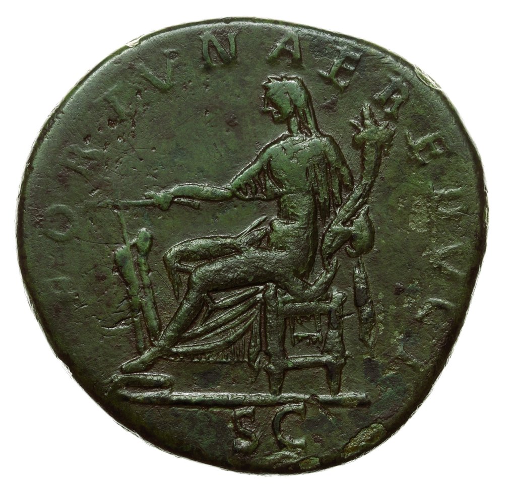 Römisches Reich. Trajan (98-117 n.u.Z.). Sestertius (Fortuna). Rome mint 112-114 AD. / RIC 627 #1.2