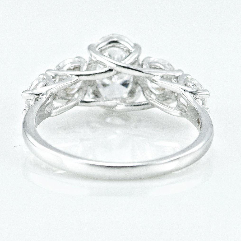 Ring - 14 kt. White gold -  2.78ct. tw. Diamond  (Lab-grown) - Diamond - Five stone ring #1.2