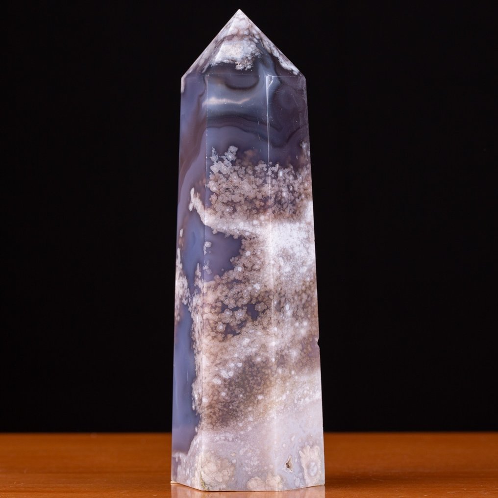 Torre Di Agata Fiorita Agata Sakura Cristale de cuarț albastru - Înălțime: 190 mm - Lățime: 60 mm- 905 g #4.3