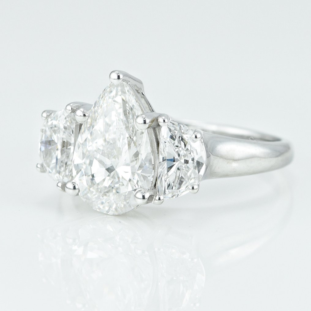 Anello - 14 carati Oro bianco -  2.95ct. tw. Diamante  (Coltivato in laboratorio) - Diamante - Anello con tre pietre #2.1