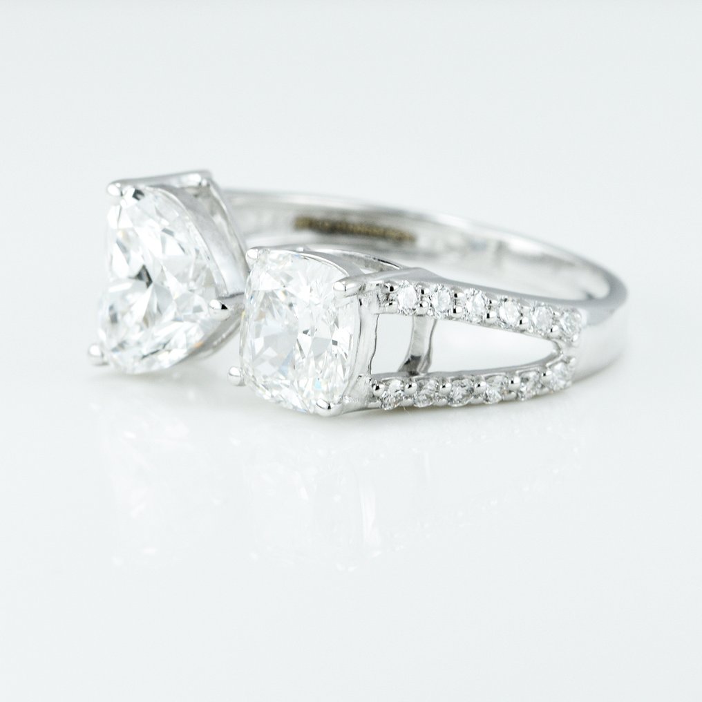 Ring - 14 kt. White gold -  2.86ct. tw. Diamond  (Lab-grown) - Diamond - toi et moi ring #2.1