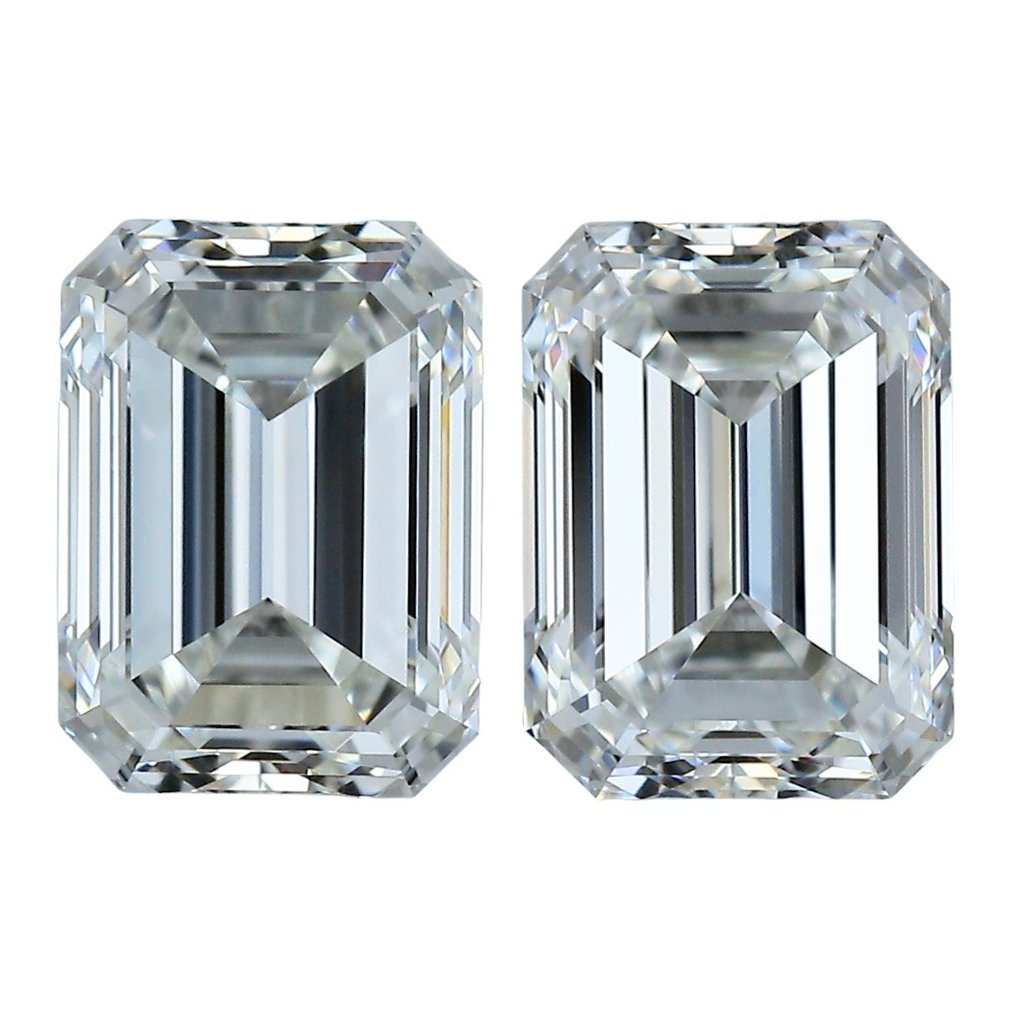2 pcs 钻石 - 1.82 ct - 祖母绿 - H, I - VVS1 极轻微内含一级, VVS2 极轻微内含二级 #1.1