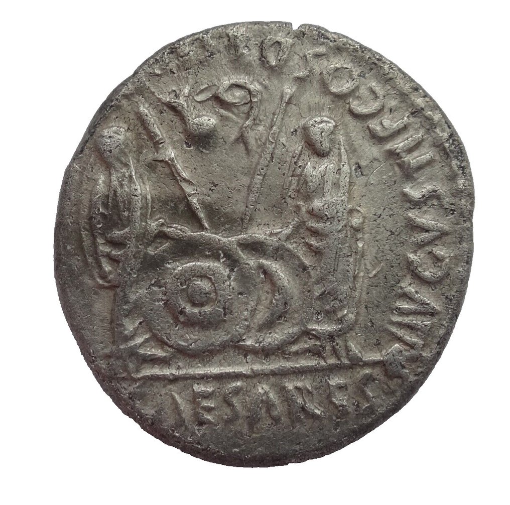 Roman Empire. Augustus, 27 BC-AD 14. Denarius, Lugdunum, 2 BC-AD 4.. Denarius #1.1