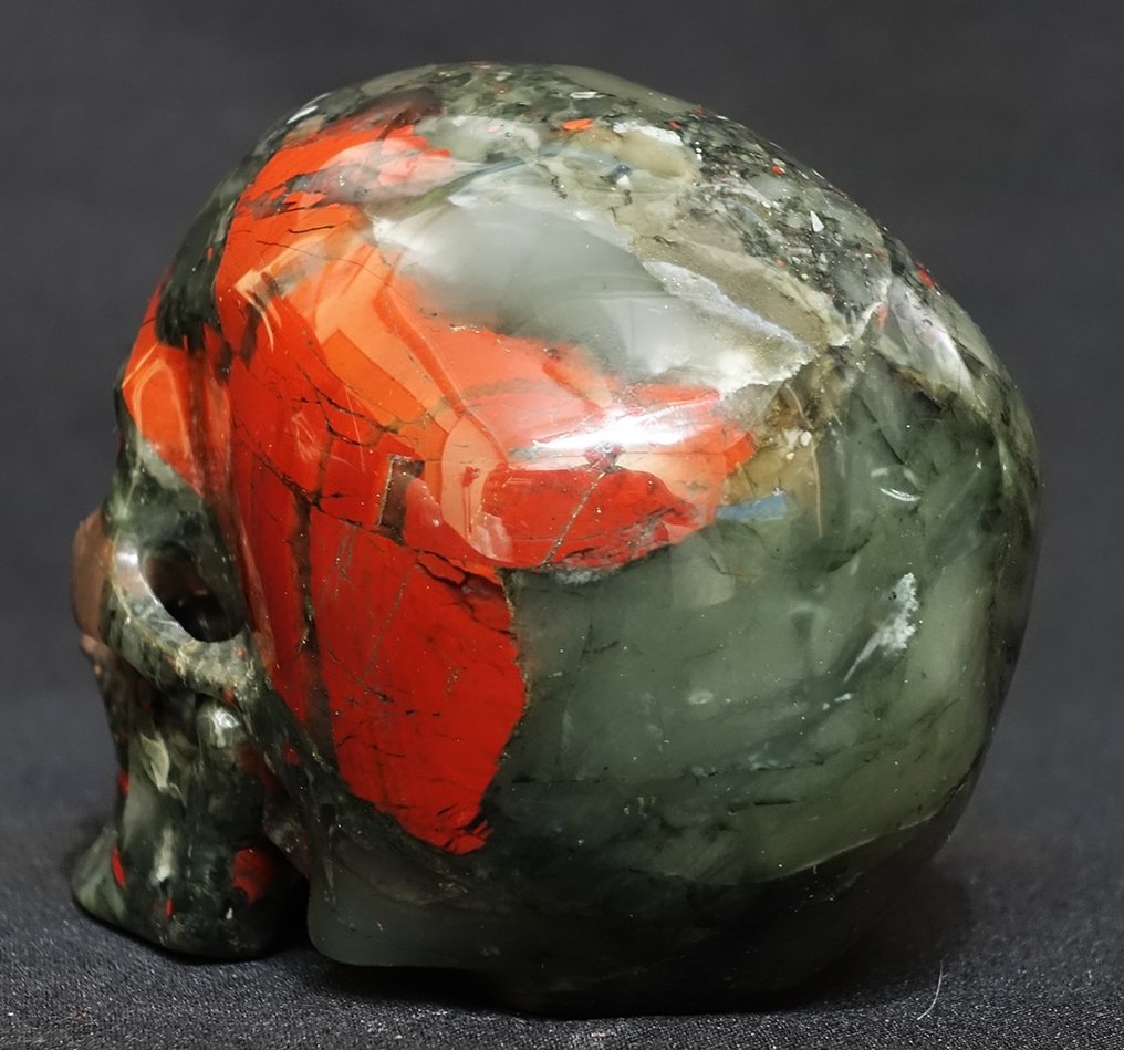 Geschnitzter Schädel in African Red Blood Crystal – Superrealistische Serie - Höhe: 131 mm - Breite: 102 mm- 1360 g #2.1