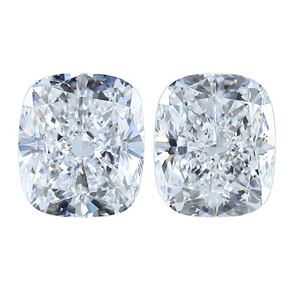 2 pcs Diamanten - 2.57 ct - Kissen - D (farblos) - VVS1, VVS2 #1.1
