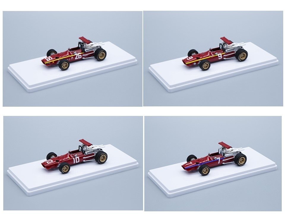 Tecnomodel 1:43 - Voiture de course miniature  (4) - Lot 4pcs Ferrari 312 F1/68 GP Season 1968 (France/Dutch/Germany/USA) - TM43-18ABCD #1.0