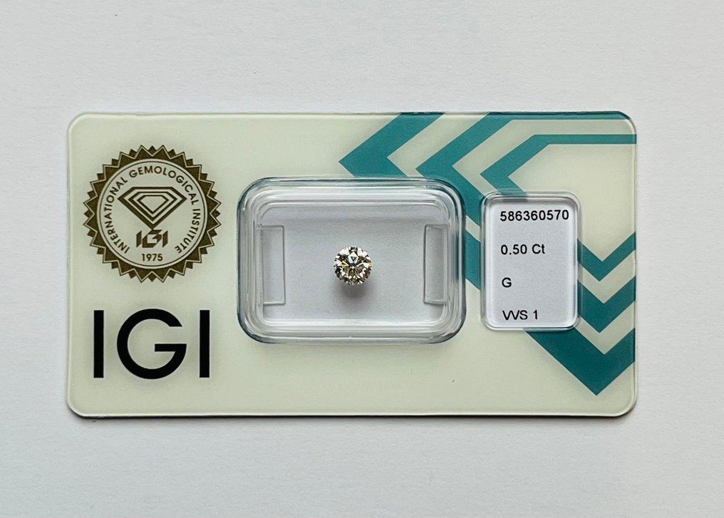 1 pcs Diamant  (Natürlich)  - 0.50 ct - Rund - G - VVS1 - International Gemological Institute (IGI) #1.1