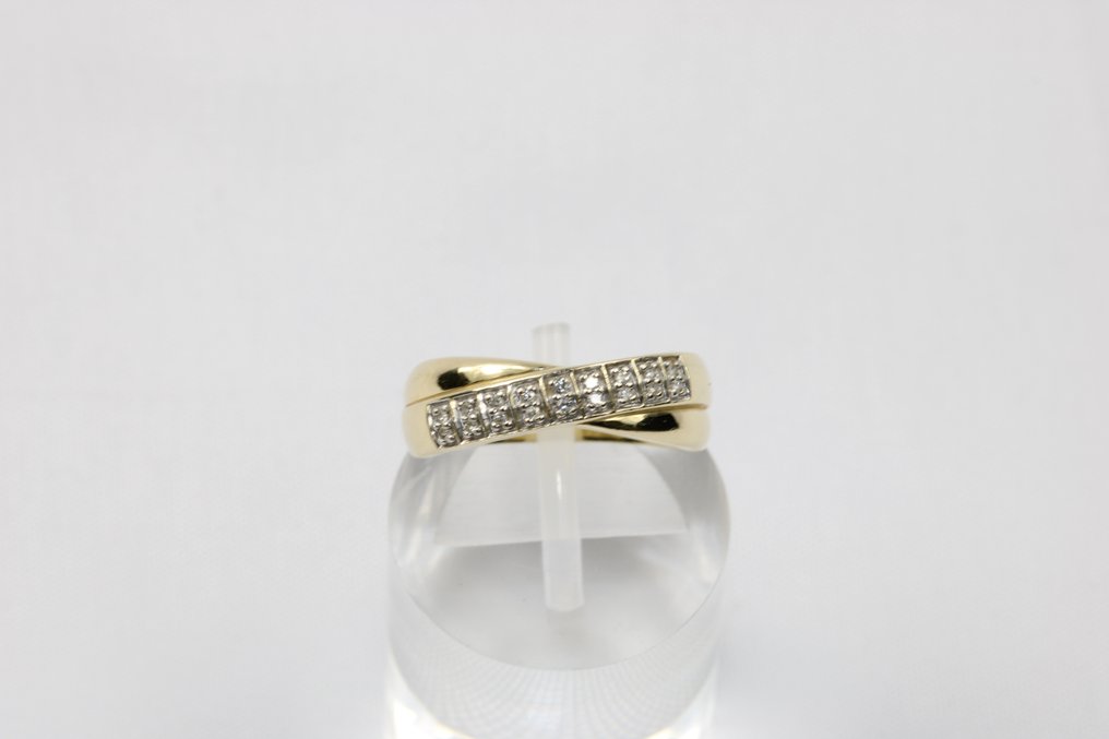 戒指 - 14K包金 黄金 -  0.18ct. tw. 钻石  (天然) #2.2