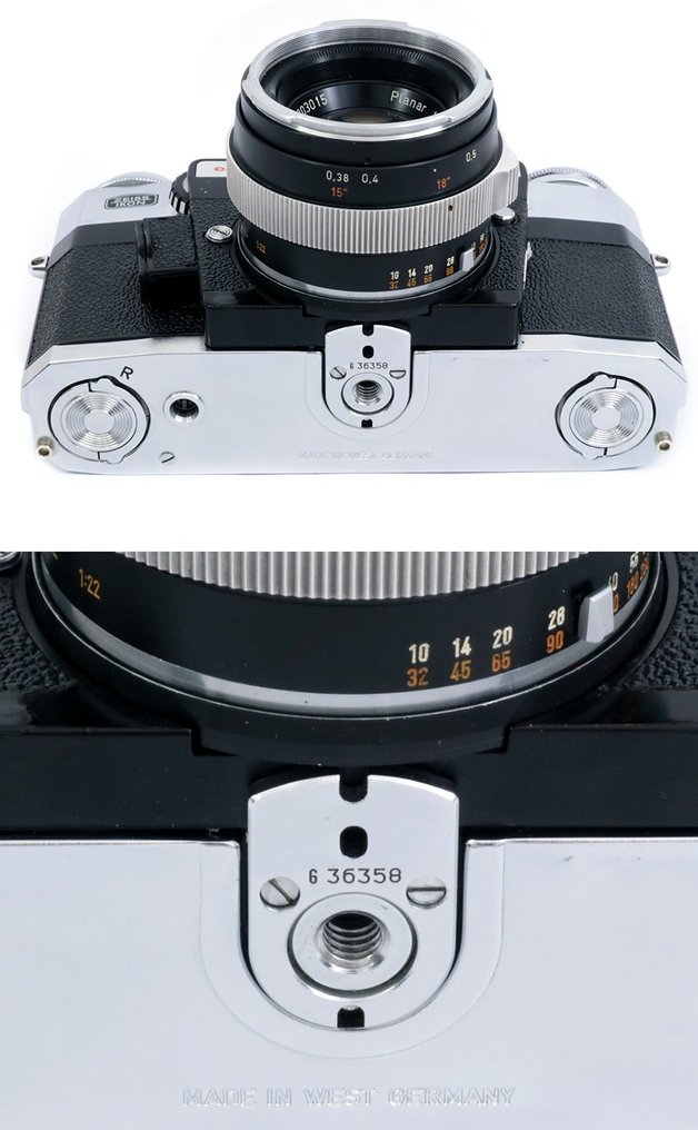 Zeiss Contarex Electronic + Planar 50mm f2 black + case + instructions + plastic keeper lens. Cameră analogică #3.2