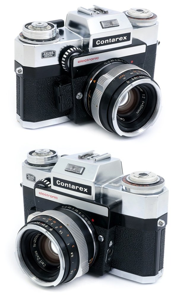 Zeiss Contarex Electronic + Planar 50mm f2 black + case + instructions + plastic keeper lens. Analogt kamera #1.2