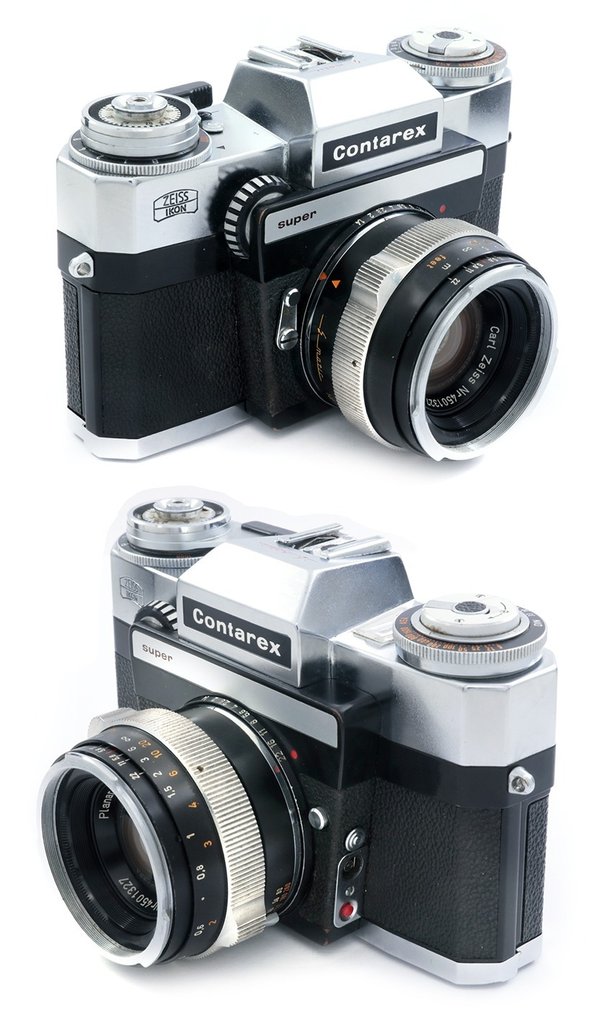 Zeiss Ikon Contarex Super + Planar 2/50mm BLACK LENS interchangeable back half leather case, strap, spool, Single lens reflex camera (SLR) #1.2
