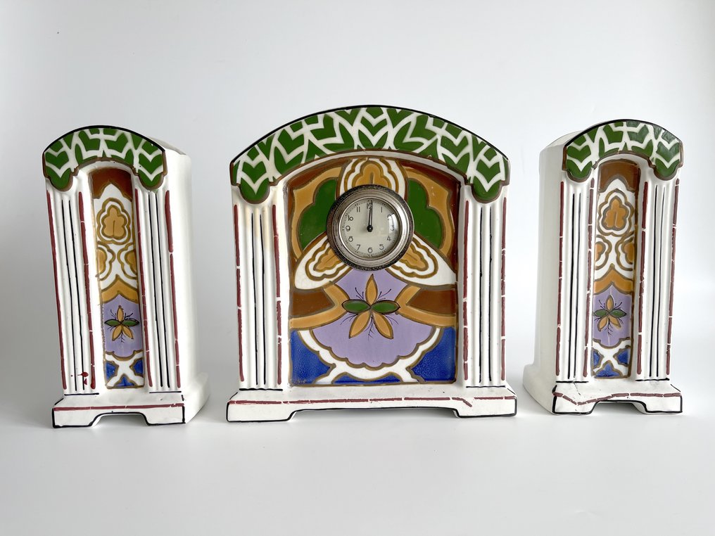 壁炉架时钟 -  艺术装饰 陶器 - 1920-1930 #1.1