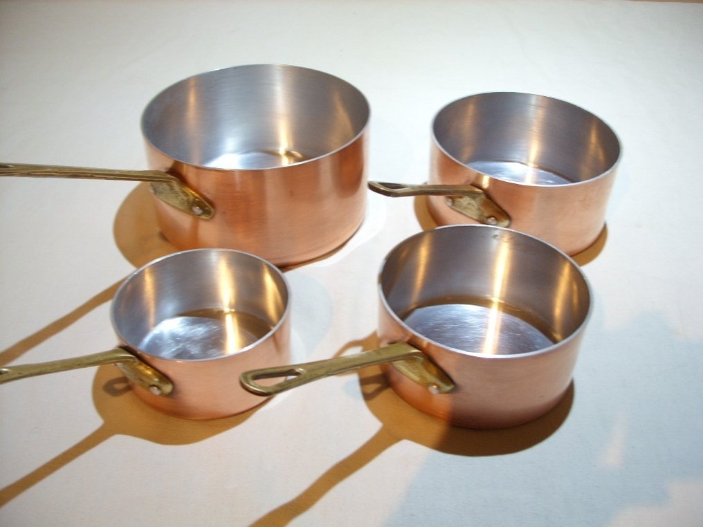 Een fraaie set van 4 Franse pannen - Frigideira - Cobre bronze #2.1