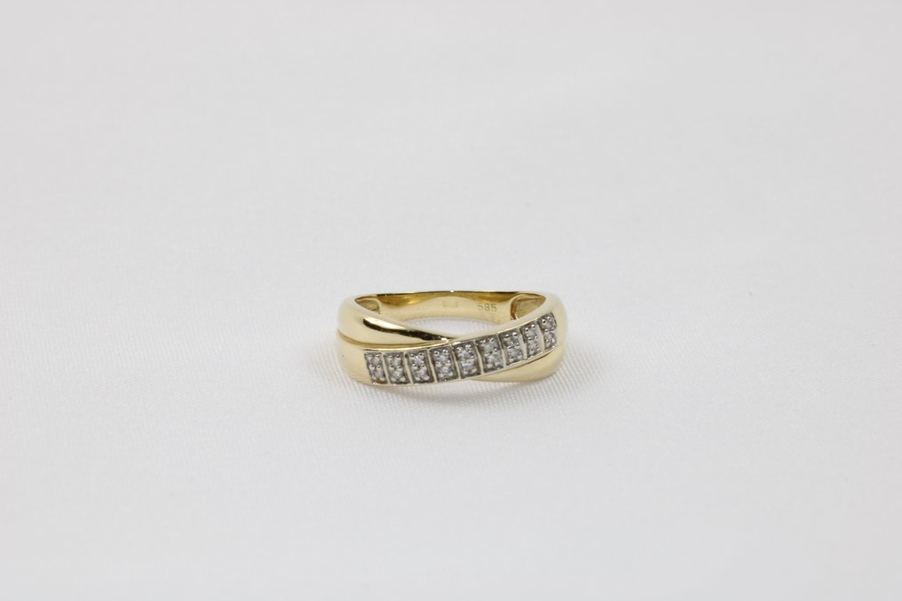 Ring - 14 kt Gult guld -  0.18ct. tw. Diamant  (Natural) #3.2