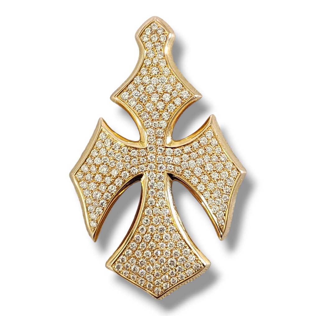 Κρεμαστό σταυρός - 18 καράτια Κίτρινο χρυσό -  3.15ct. tw. Διαμάντι #1.1