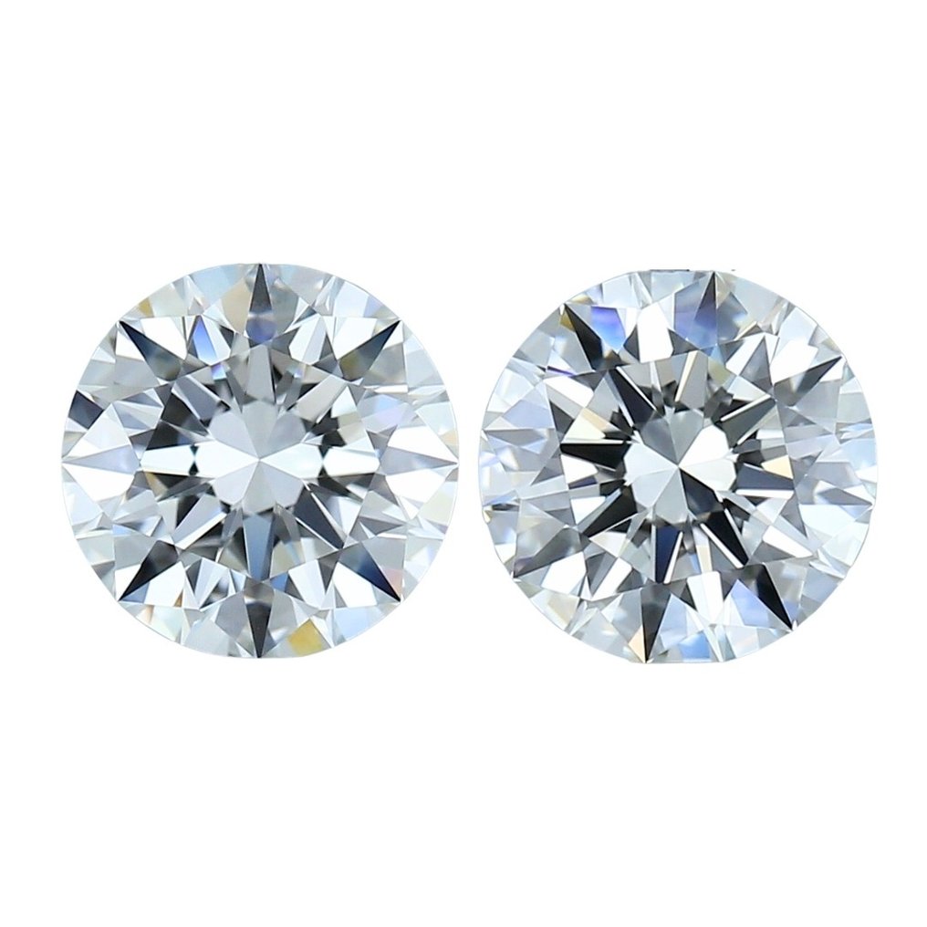 2 pcs Diamant  (Natural)  - 3.01 ct - Rotund - H - VVS1, VVS2 - GIA (Institutul gemologic din SUA) #1.1