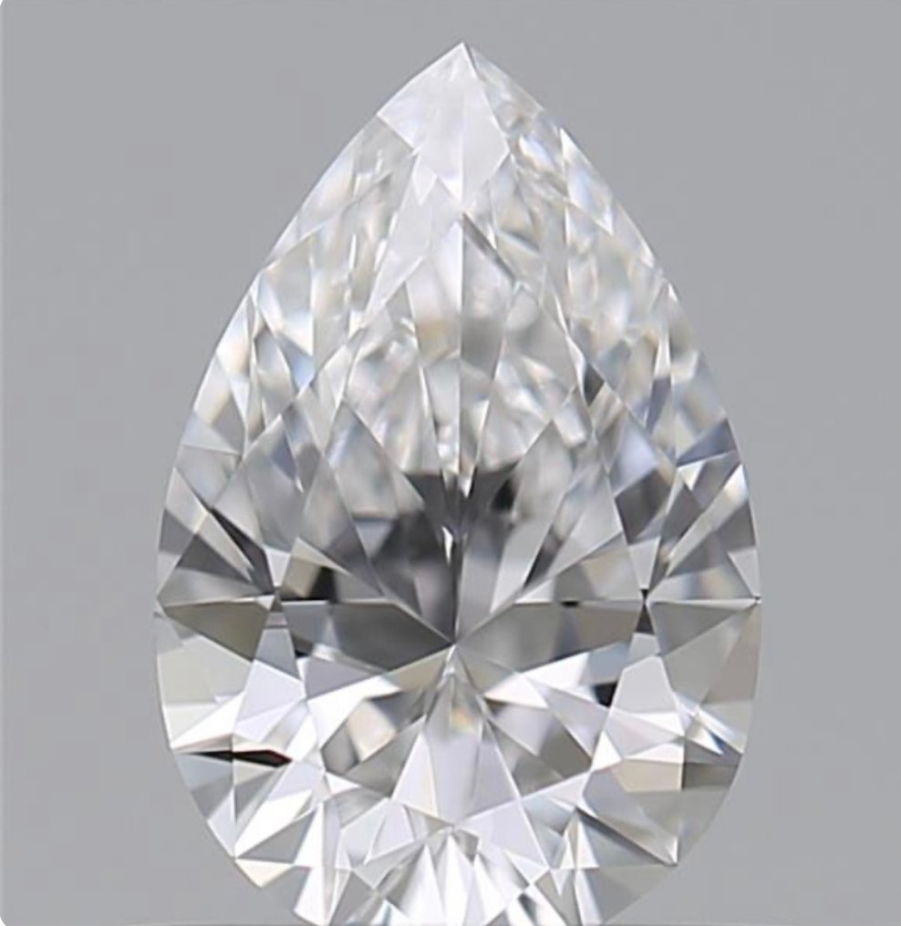 Diamant - 0.50 ct - Brilliant, Pære - D (farveløs) - VVS2 #1.1