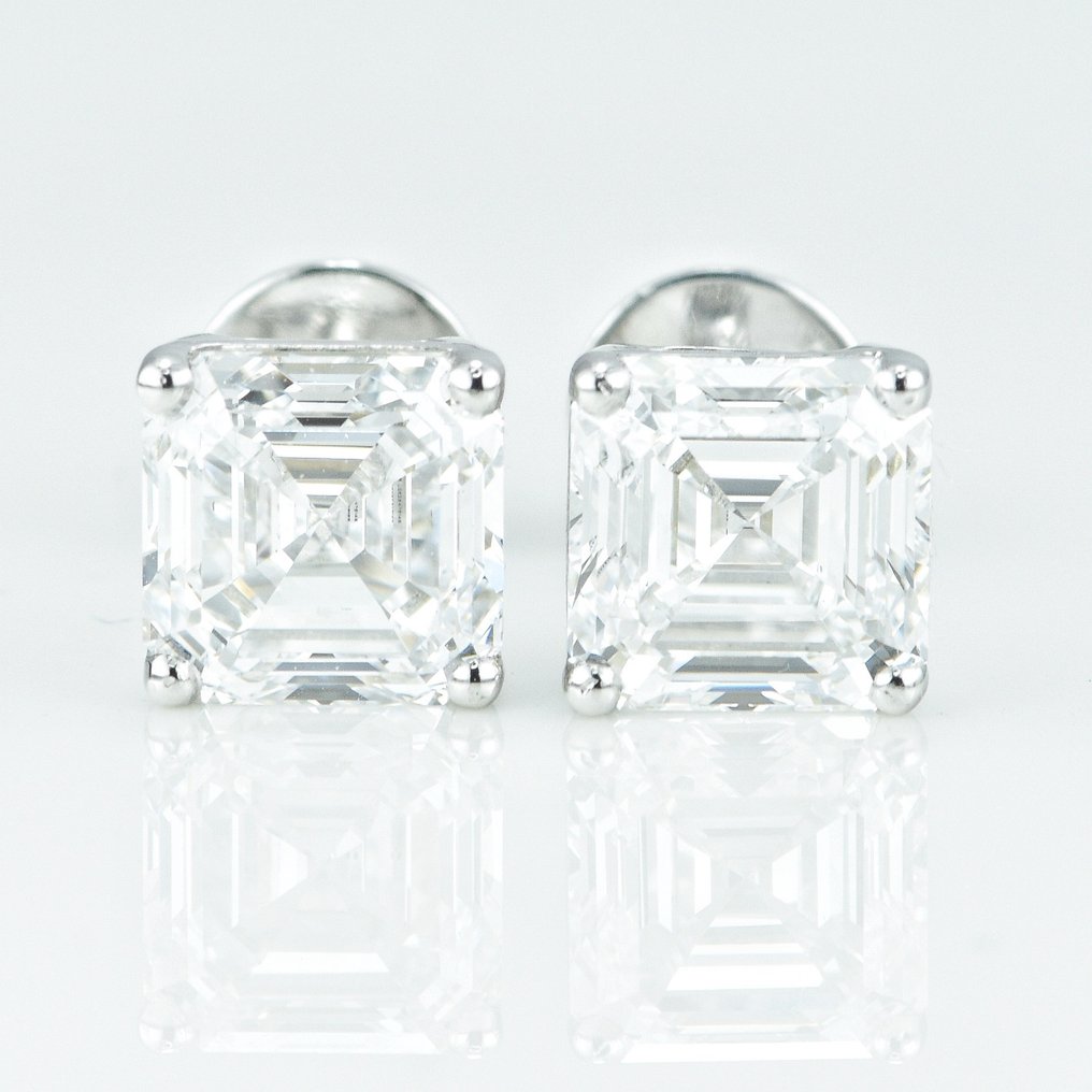 Brincos de pino - 14 K Ouro branco -  4.15 tw. Diamante  (Cultivado em laboratório) #1.1