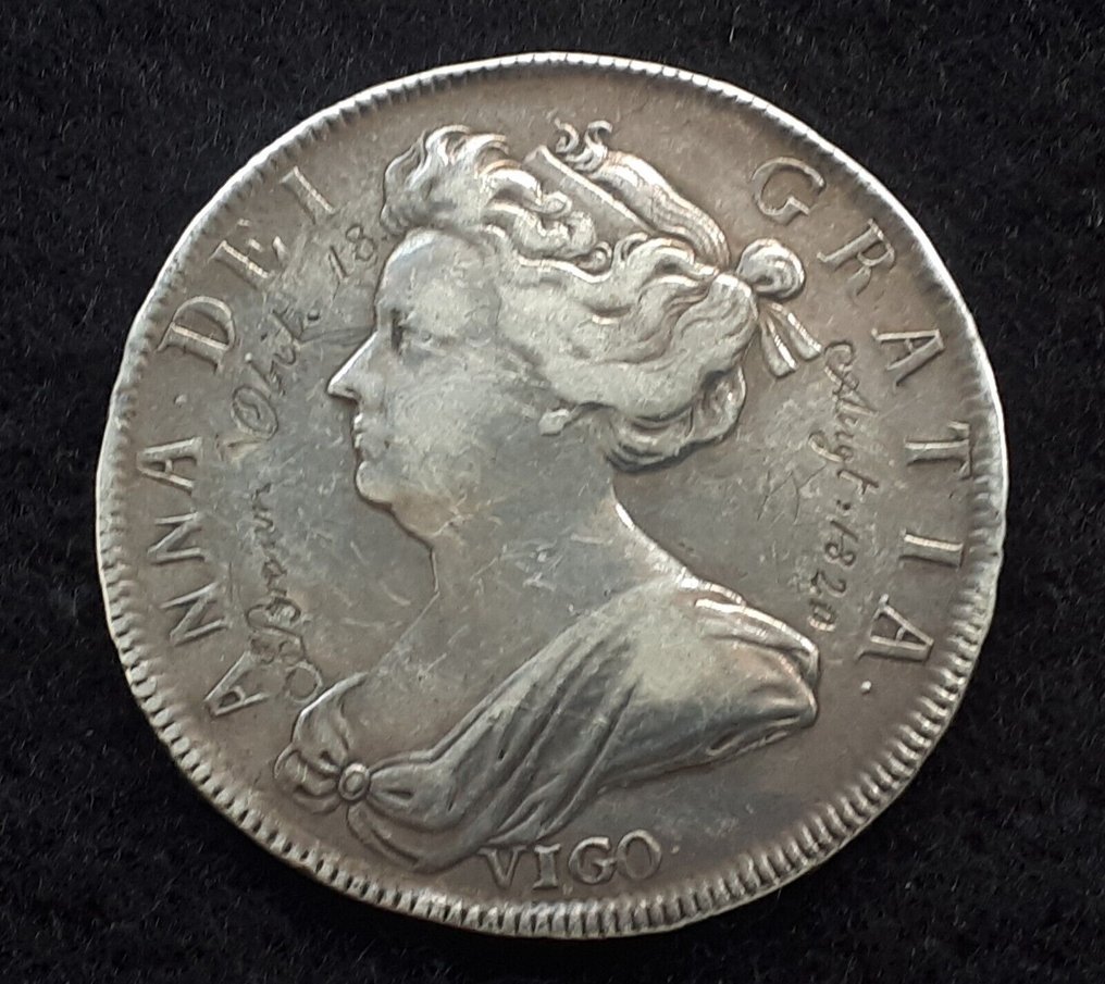 大不列顛. Queen Anne (1702-1714). 1703 Vigo Half Crown... DEATH TOKEN!!  (没有保留价) #1.2