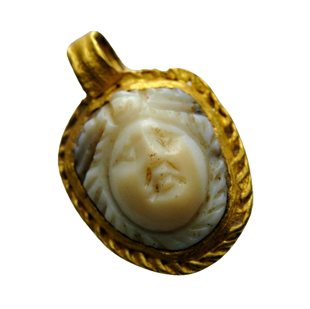 Antigua Roma oro y ágata Colgante camafeo de oro y ágata - 1.85 cm #1.2