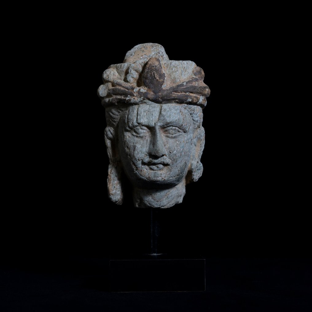 Gandhara Schist Hoofd van Bodhisattva - 2e-4e eeuw na Christus #2.1