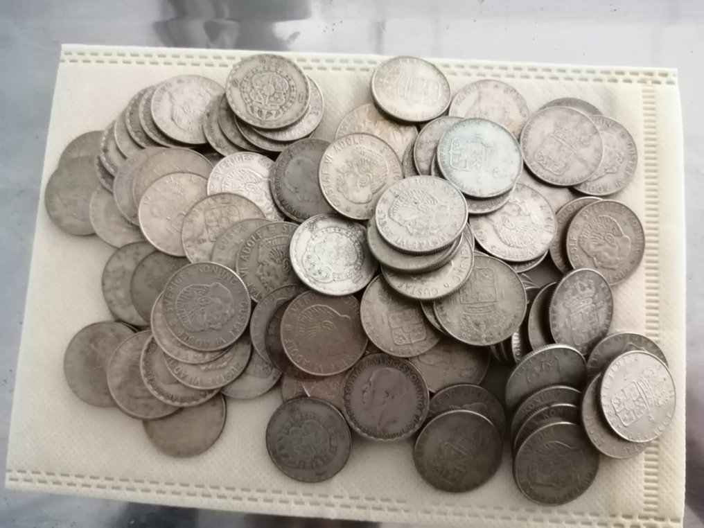 Sverige. Lot of 800g silver Swedish 1 Krone coins from the years 1942-1968 #1.3