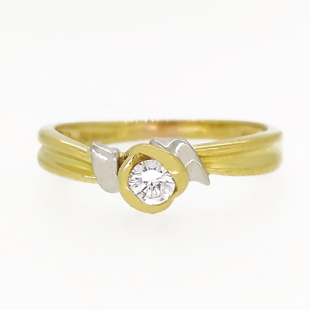 Ring - 18 kt Gelbgold, Weißgold -  0.18 tw. Diamant #2.1