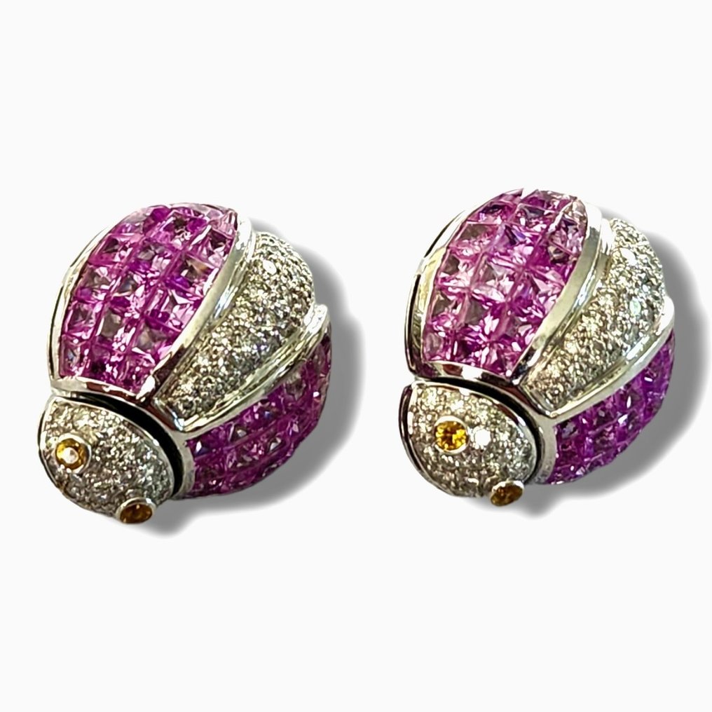 Earrings Amazing  18k Gold Ladybird  Earrings with 5 Carats Diamonds 30 Grams Diamond #2.1