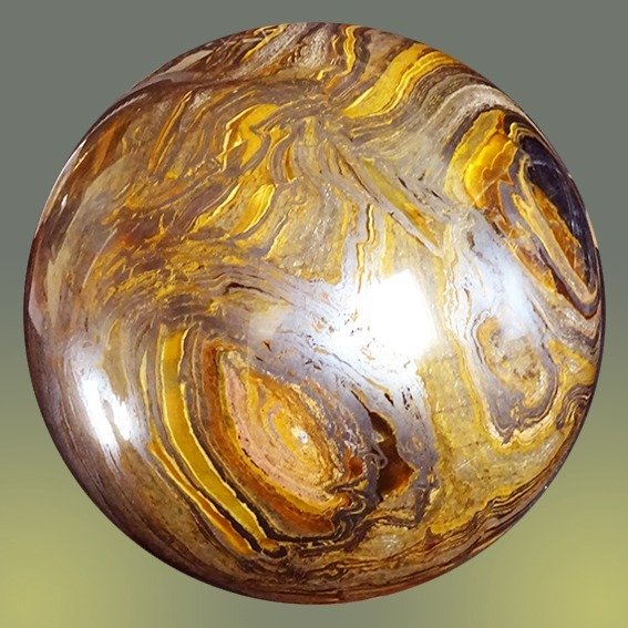 Sferă sculptată magnifică în Cristalul Ochiului de Tigru - Înălțime: 140 mm - Lățime: 140 mm- 4033 g #2.1