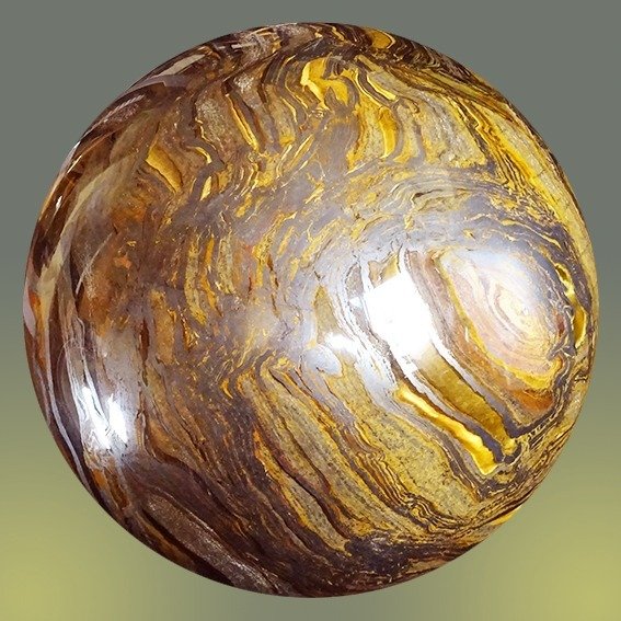 Sferă sculptată magnifică în Cristalul Ochiului de Tigru - Înălțime: 140 mm - Lățime: 140 mm- 4033 g #1.2