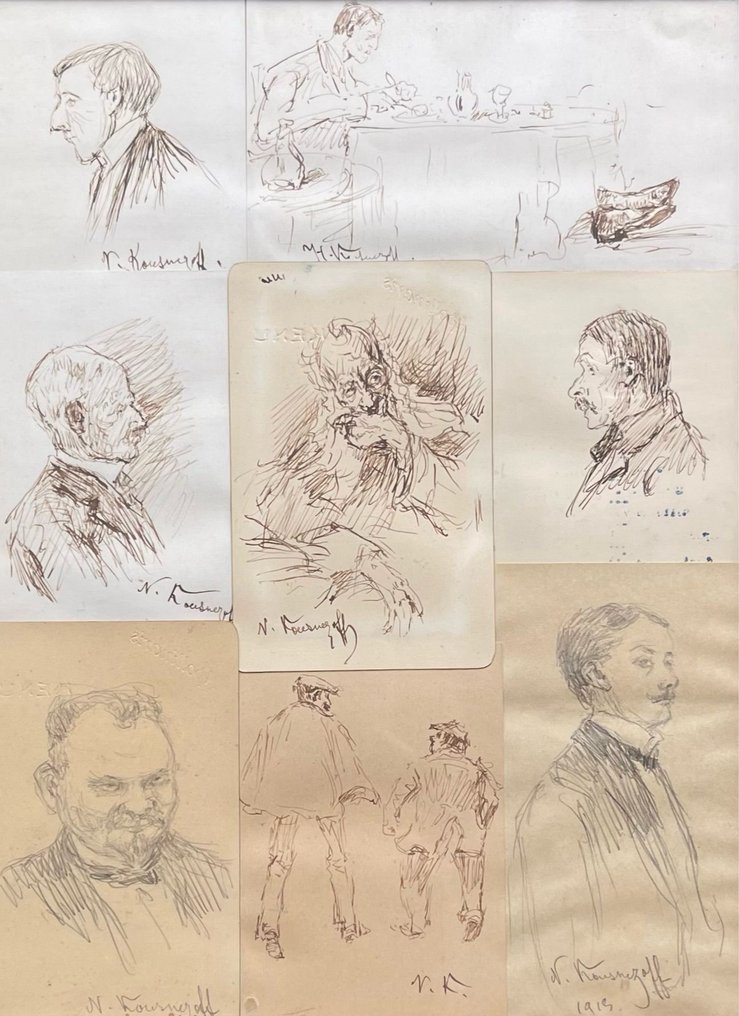 Nicolaj Dmitrievic Kuznecov (1850-1929), Zugeschrieben - Zusammenstellung aus 8 Zeichnungen #1.1