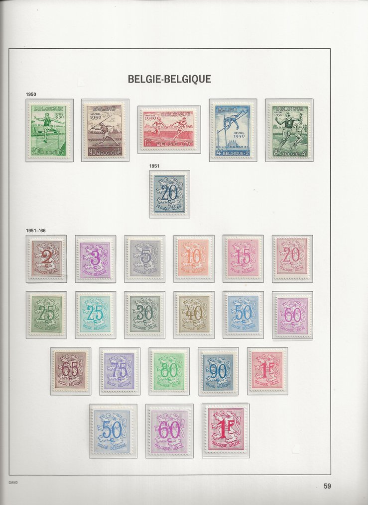 Belgia 1950/1969 - Täydellinen POSTFRIS-kokoelma luksusalbumissa DAVO II #3.2