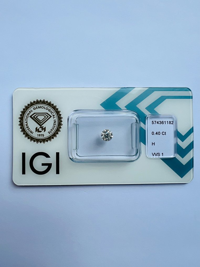 1 pcs Diament  (Naturalny)  - 0.40 ct - H - VVS1 (z bardzo, bardzo nieznacznymi inkluzjami) - International Gemological Institute (IGI) #1.1