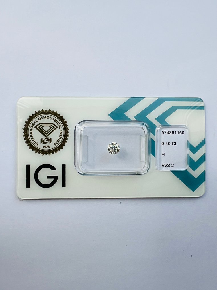 1 pcs Diamante  (Naturale)  - 0.40 ct - H - VVS2 - International Gemological Institute (IGI) #1.1