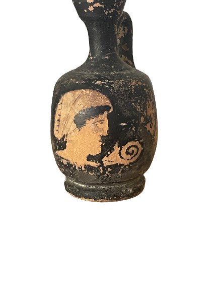 Altgriechisch Keramik Lekythos mit Frauenkopf. Spanische Exportlizenz. - 10.4 cm #1.1