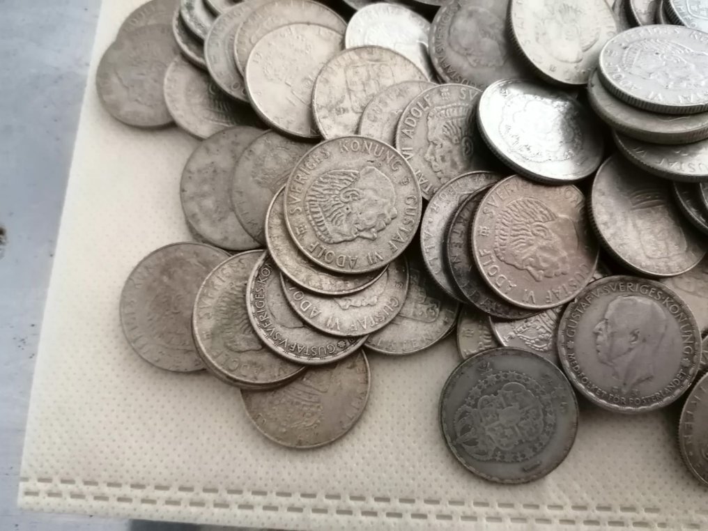 Sverige. Lot of 800g silver Swedish 1 Krone coins from the years 1942-1968 #2.1