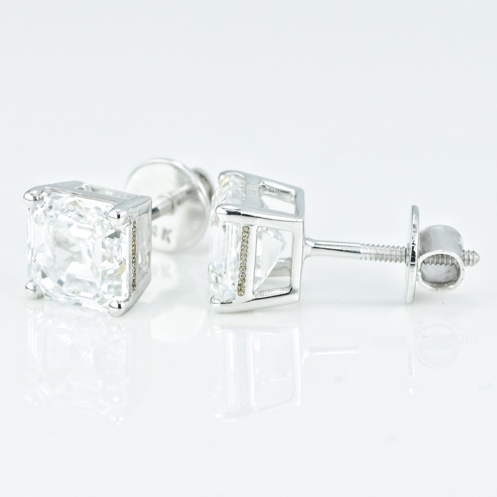Stud earrings - 14 kt. White gold -  4.15 tw. Diamond  (Lab-grown) #2.1