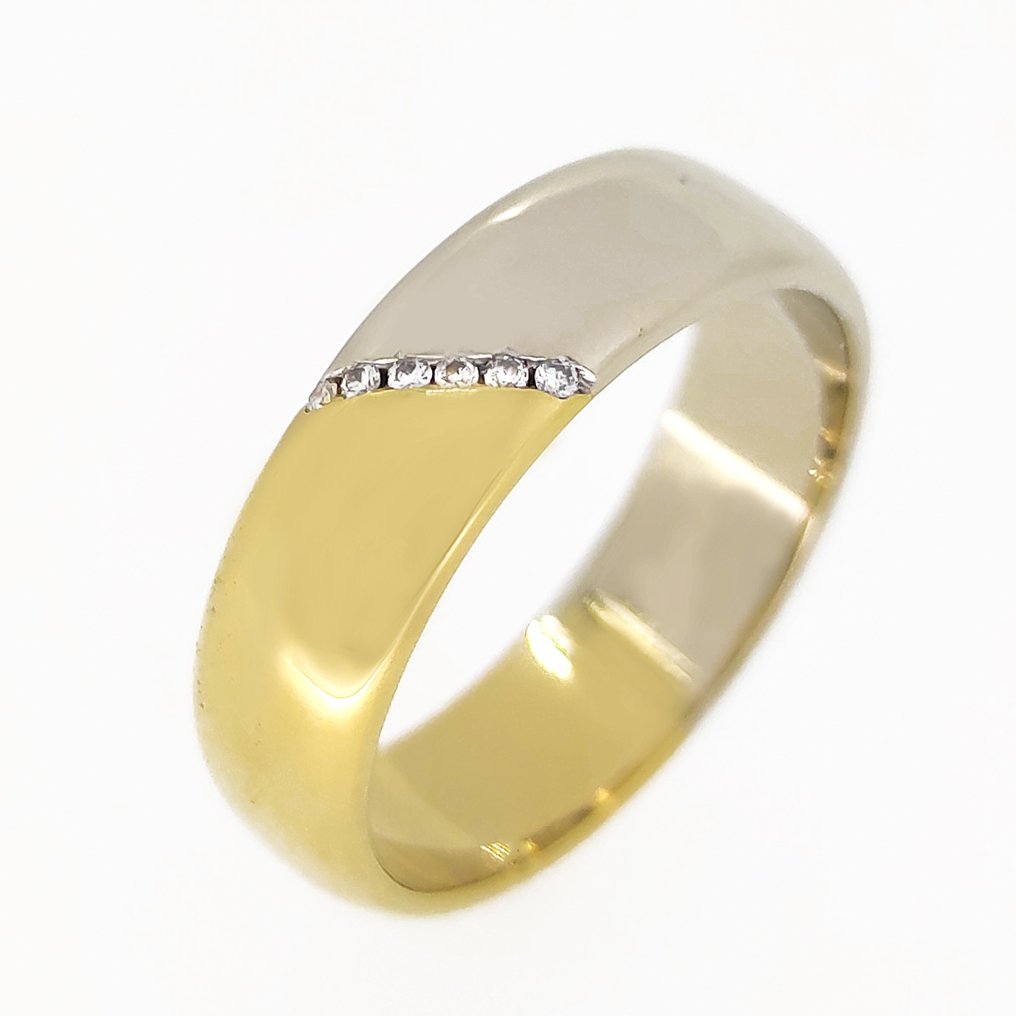 Ring - 18 kt Gelbgold, Weißgold -  0.03ct. tw. Diamant #1.1