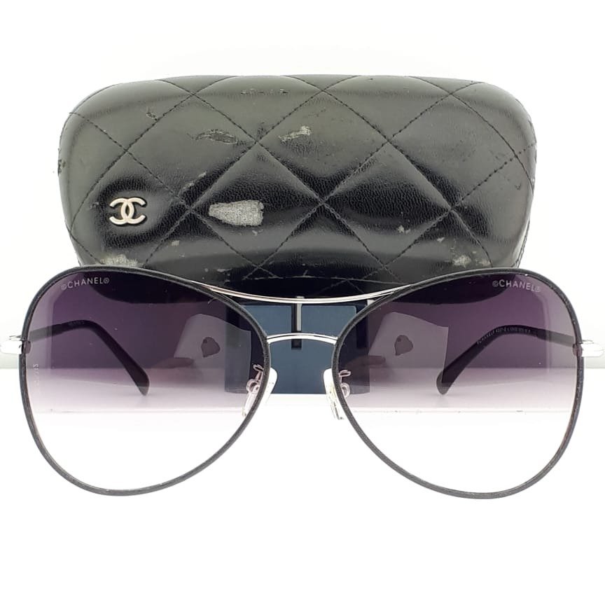 Chanel - Pilot Lambskin Coated Metal Frame and Acetate Templed with Chanel Logo Details "POLARIZED" - Lunettes de soleil #1.2